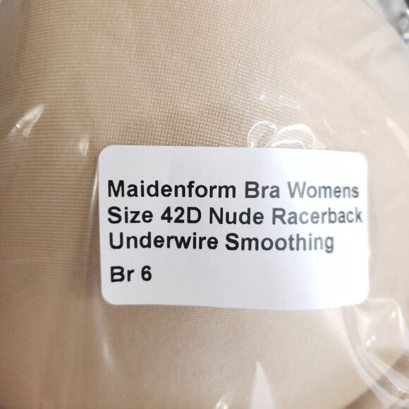 Maidenform Womens Front Close Racerback Bra 42D Beige Lace Front Close Smoothing - Picture 7 of 7